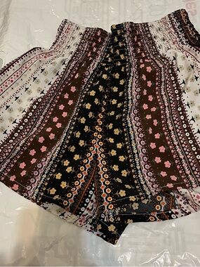 SHEIN Brown & Pink Boho Smocked Shorts